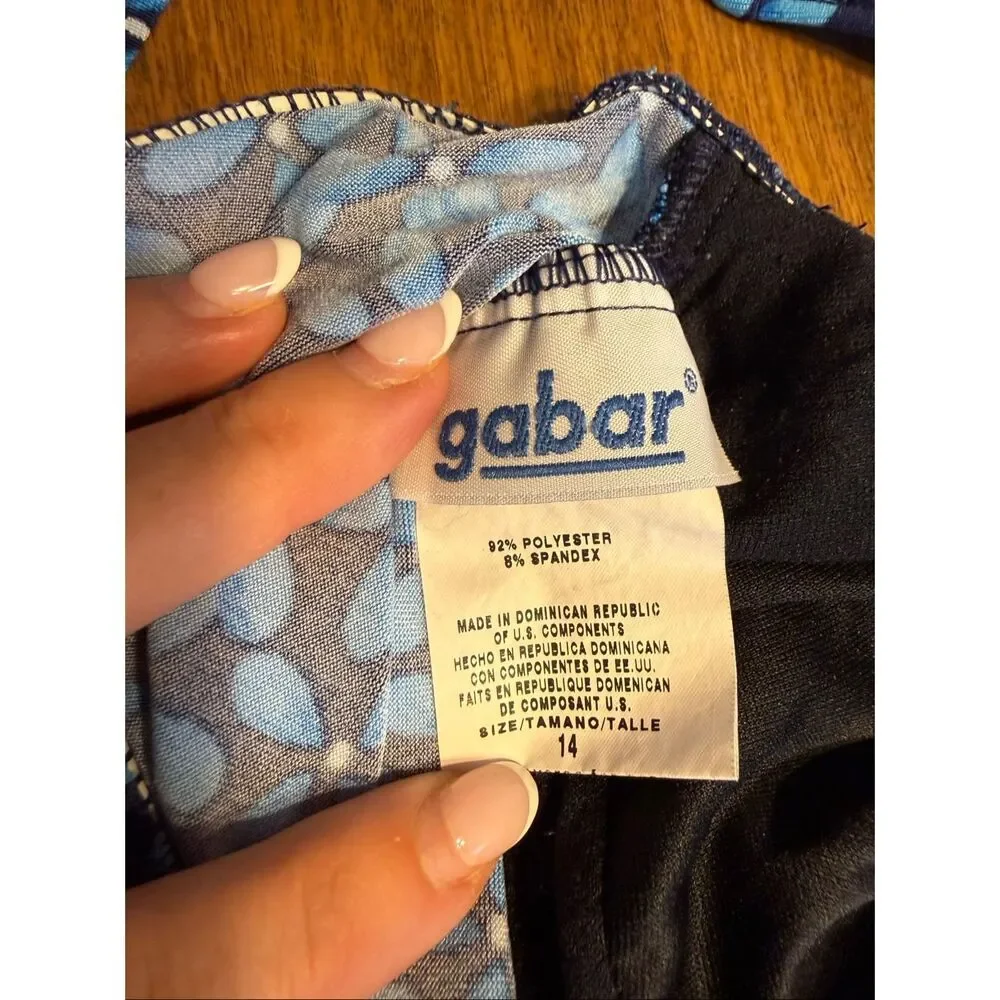 Gabar Women's Floral Ruched Front V-Neck One-Piece Swimsuit Navy Blue Size 14